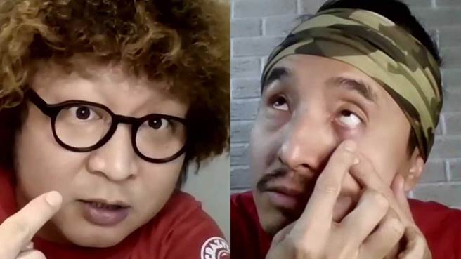 纳豆（左）与王少伟为拿奖金不顾形象。（台视提供）