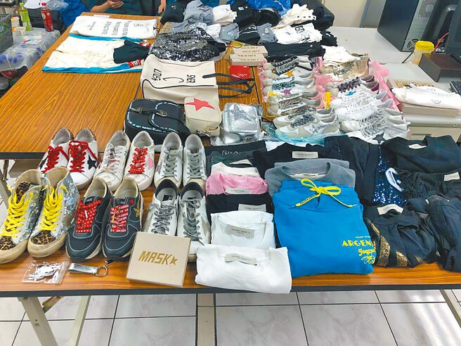 警方在陳女的住處及車上，查扣到60多件遭竊的「GGDB」精品。（翻攝照片／林郁平台北傳真）