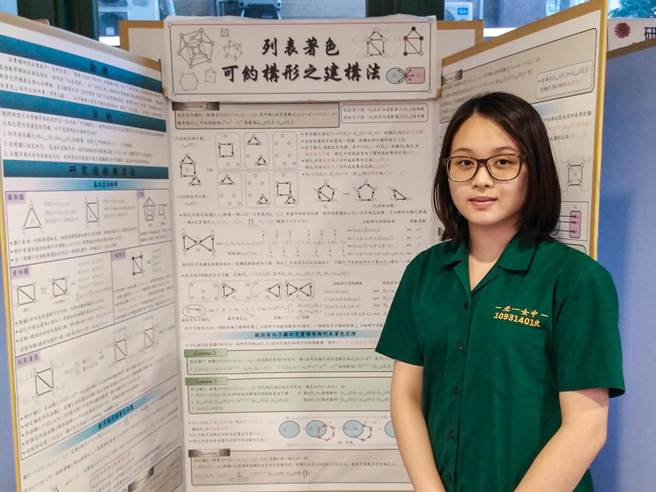 北一女中学生王岚以「列表着色可约构形之建构法」，获得第13届丘成桐中学数学奖银奖。(主办单位提供／李侑珊台北传真)