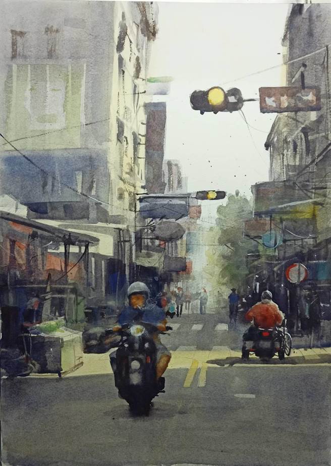 本土畫家謝政憲榮獲2020美國Watermedia Showcase水彩類榮譽獎，美國水彩畫藝術家雜誌專訪並以作品《午後的民權市場(彰化市)》登上版面，讓彰化街景躍上國際水彩畫壇。（文化局提供／吳建輝彰化傳真）