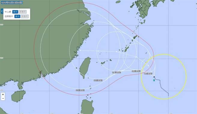 彭启明分享日本气象厅最新路径预估。（翻摄彭启明脸书）