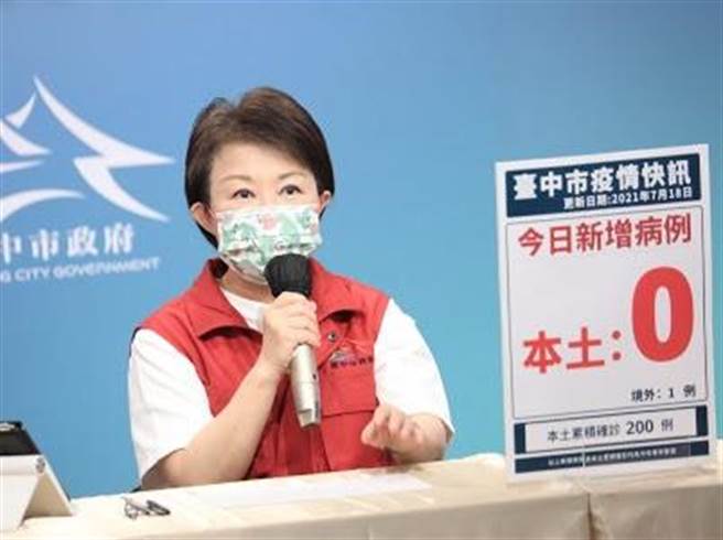 台中市長盧秀燕18日透露，若疫情持續穩定，微解封成效得宜，配合中央流行疫情指揮中心指示，台中市很有可能往彈性鬆綁方向進一步調整。（台中市府提供／盧金足台中傳真）