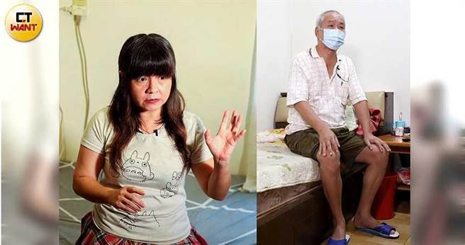 从事直播的童小姐（左）身上仅剩3千元，但看到邻居马大哥（右）更孤苦，她不顾自身窘境帮忙找赞助。（图／王永泰摄）