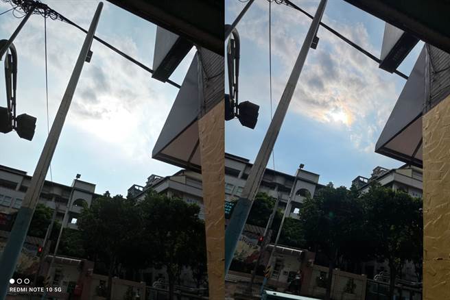 Redmi Note 10 5G（左）与iPhone 12 Pro的日间拍摄对比-HDR。（黄慧雯摄）