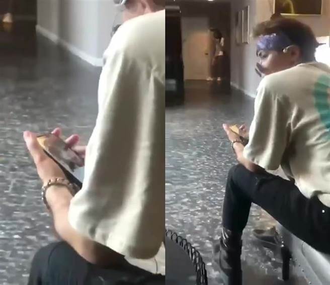 吳亦凡認真滑交友軟體。(圖／翻攝自微博）