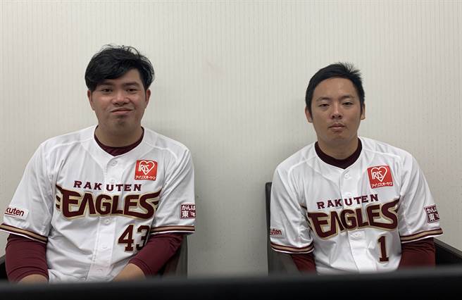 乐天金鹫宋家豪（左）与松井裕树。（乐天金鹫提供）