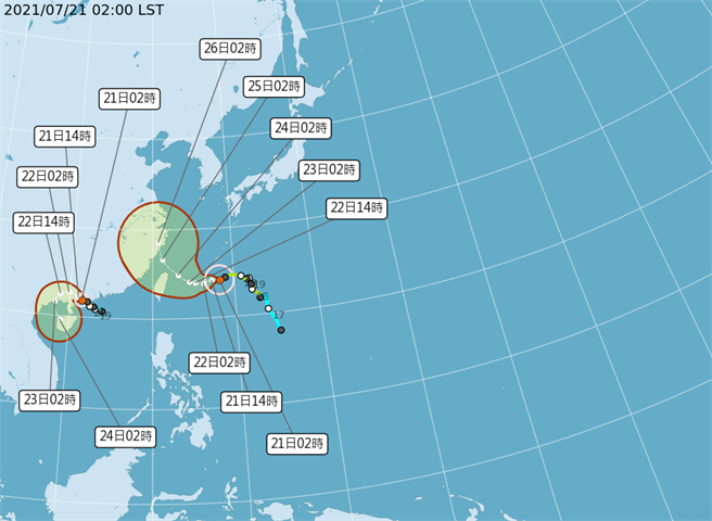 中颱烟花變胖增強 預估下午海警明陸警(氣象局)