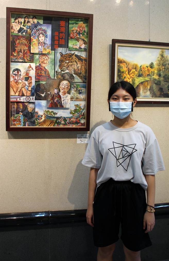 刘廷恩的《 台湾的脸 张张耀眼》荣获109年全国学生美术比赛平面设计类甲等。（台中港区艺术中心提供／陈淑娥台中传真）