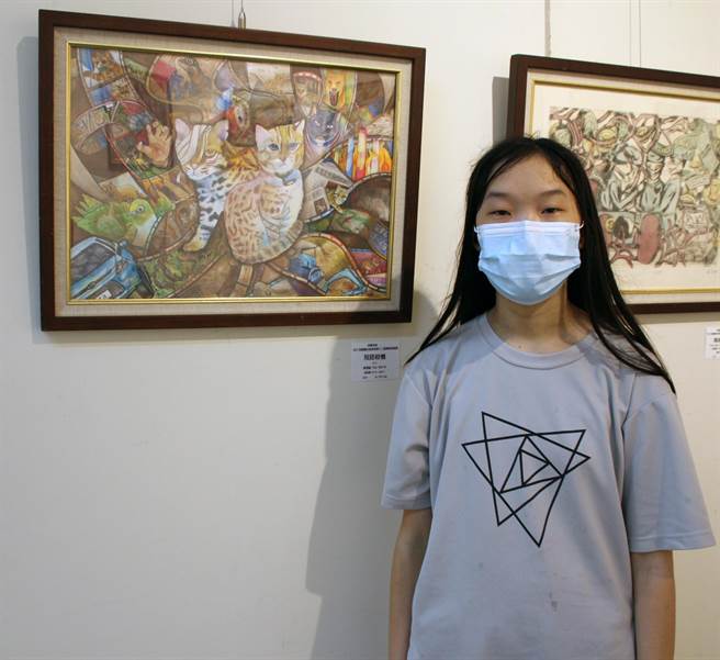 蔡旻谕的作品《殁路杀机》关心野生动物在人类「路杀」的恐惧。（台中港区艺术中心提供／陈淑娥台中传真）