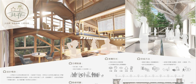 东南科大学生摘铜作品设计概念「大自然有疫无疫人然共存」。（图/东南科大提供）