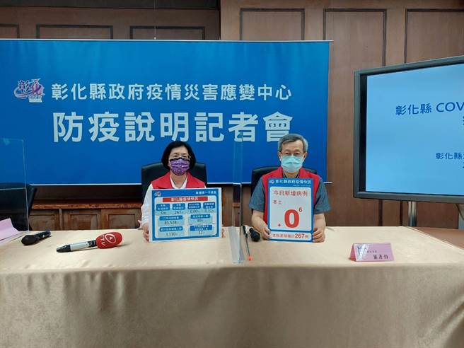 彰化县连续6天留住嘉玲，是否解封县长王惠美(左)强调遵照中央指示滚动式调整，至于室内场所会採取更严格的防疫标准检视。（谢琼云摄）