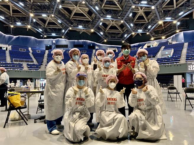 最美注射站 高雄長庚施打逾六萬人。（市府提供）