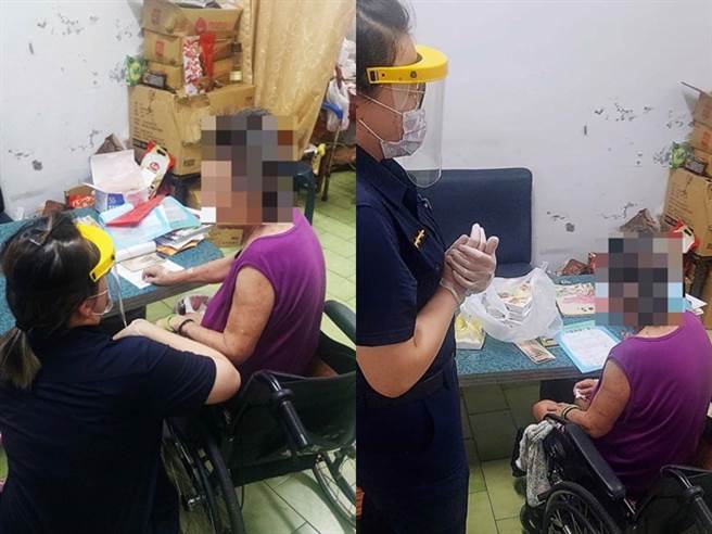 73岁阿嬷独自抚养体弱的曾孙，每月仅靠老人年金过活，孙子上学时会打包营养午餐回家当作晚餐，先前因疫情停课，祖孙俩有好几天挨饿仅靠零食果腹。（前镇分局提供）