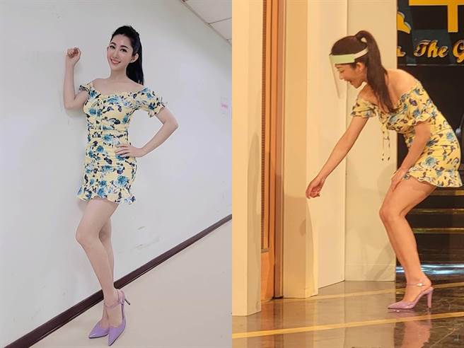 王晴穿著優雅又性感的洋裝進棚。（圖／FB@王晴）