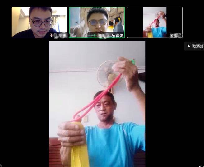 疫情期间阳光基金会线上復健训练关怀口癌病友。（阳光基金会提供／吕筱蝉桃园传真）