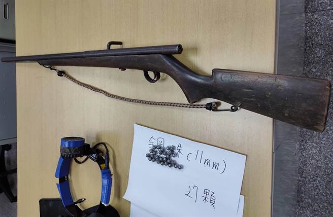 仁爱乡杨姓男子，开枪击中越南籍移工，犯案猎枪被查扣。（警方提供／廖志晃南投传真）