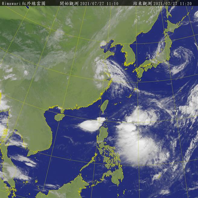 今(27)日持續受西南風持續影響，南部除了有短暫陣雨或雷雨機率外，也有局部大雨發生的機率，其他地區則為多雲到晴，午後大台北地區及其他山區會有局部短暫雷陣雨。（取自氣象局）