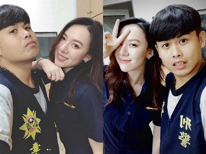 王宣和张再兴为反诈骗直播宣导扮警察。（图／IG@王宣、张再兴）