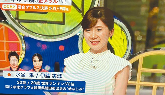 福原愛婚變後首度露面，為奧運桌球賽電視轉播解說。（翻攝自富士電視台）