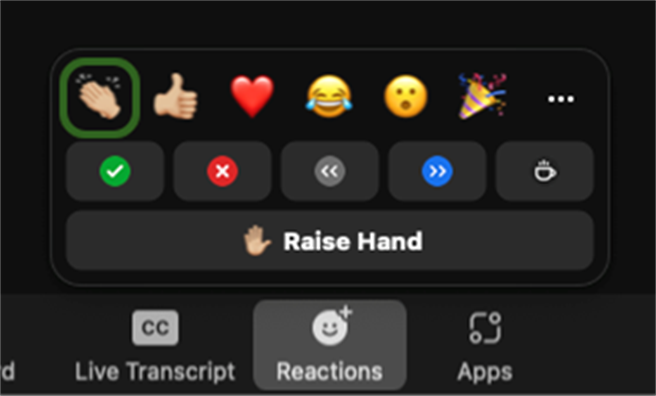 Zoom在本月的更新中推出多樣全新功能，包含更豐富的會議表情符號，來增加互動性。（Zoom提供／黃慧雯台北傳真）
