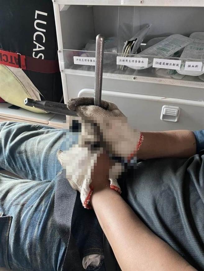 官田一间钢铁厂移工不慎被车床工具刺穿。（读者提供／刘秀芬台南传真）