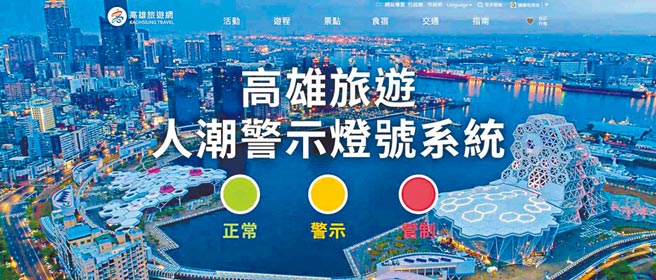 高市观光局与电信业者合作推出「高雄旅游人潮警示灯号系统」测试版已上线，避免爆炸性出游人潮。（高市观光局提供／柯宗纬高雄传真）