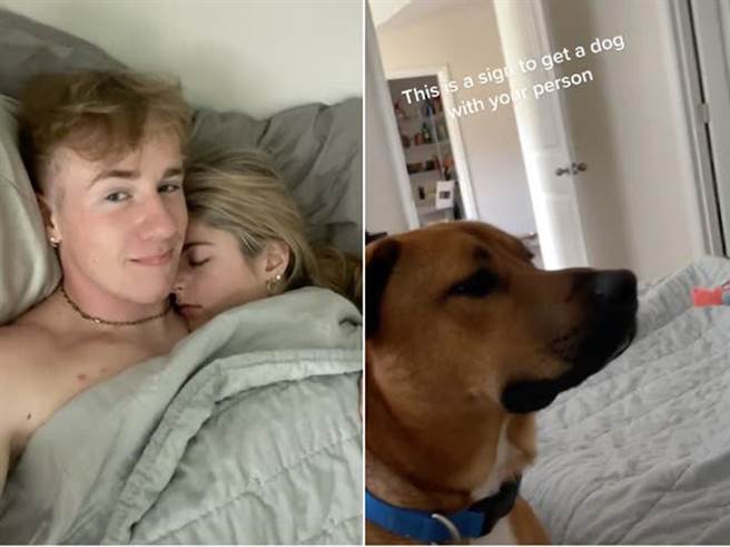 男方事后也在自己的抖音上传两人相涌入眠的床照片段。（图片翻摄自TikTok/@preston.pelfrey）