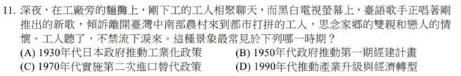 指考歷史第11题同样也是以推论的方式询问考生，同样引来学者批评。(李侑珊翻摄)