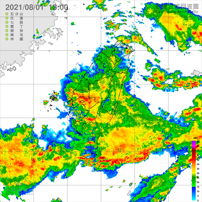 中南部雨一直下，北部也有午后雷阵雨机率。（翻摄自气象局）