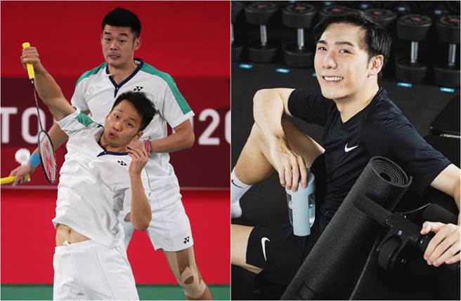 麟洋配勇奪羽球男雙金牌，網紅「見習網美小吳」(右)豁出去拍慶賀影片。(取材自中時資料照片、見習網美小吳IG)