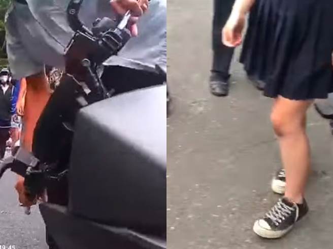 网友发现首位遭撞的骑士疑似是名高中生，路边还有1名身穿水手服、百褶裙的少女，该少女疑似也遭波及、膝盖受伤。（翻摄自脸书「重机车友各区路况、天气回报中心」）