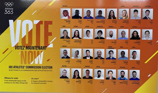 台湾羽球一哥周天成(第一排右二)竞选IOC运动员委员获609票落选。(黄邱伦摄)