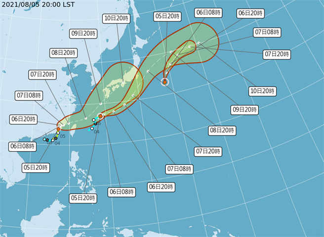 颱風路徑潛勢圖。(圖/氣象局)