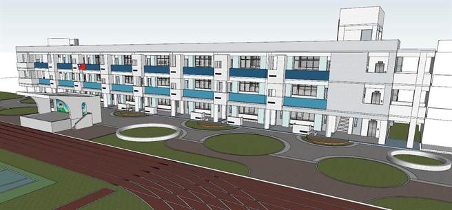 伸港大同國小大手筆投入重建，新校舍巧妙利用7個有韻律的外掛量體，來擷取海寮的意象，海洋意象融入，讓重建後「大同大不同」。（吳敏攝）