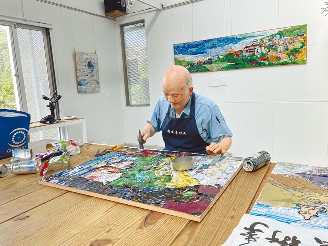 黄金博物馆举办矿山艺术季，邀请钉画艺术家胡达华拍摄主视觉创作故事影片。（黄金博物馆提供／叶书宏新北传真）