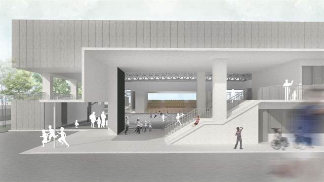 新竹市政府向中央争取8000万经费，为竹莲国小打造两层楼「多功能活动中心」，师生上体育课终于可不受天候限制了。（新竹市政府提供示意图／陈育贤新竹传真）