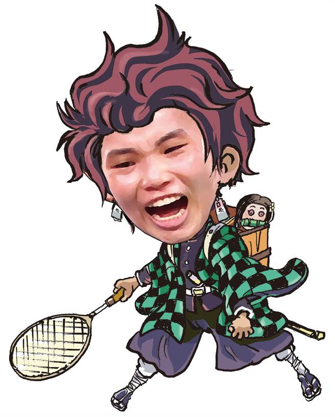 「羽球天后」戴资颖宛如《鬼灭之刃》主角炭治郎。（左耳 插画/陈敏捷）