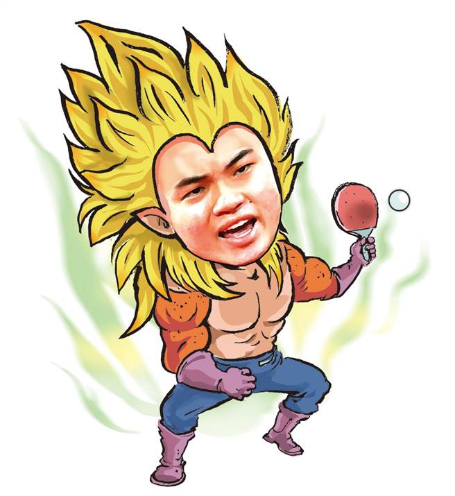 「小林同学」林昀儒变身《七龙珠》超级赛亚人。（左耳 插画/陈敏捷）