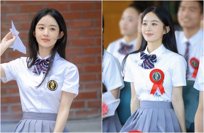 趙麗穎被誇一定是校花等級。（圖／翻攝自微博）