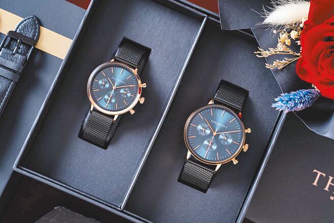 台湾品牌希奥朵拉高CP值的七夕情人节对表礼盒，主打经典真三眼Apollo系列腕表，5830元。（Theodora's提供）