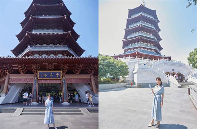 赵雅芝重游雷峯塔。(图／翻摄自微博)