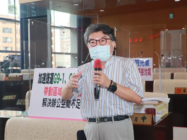 市議員李中11日質詢時，要求交通局要在年底前完成招商，同時一併解決市府辦公空間不足問題。（陳世宗攝）