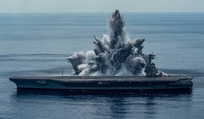 美國超級航母「福特」號（USS Gerald R. Ford，CVN-78）8月8日完成最後一次全艦衝擊測試。（美國海軍）