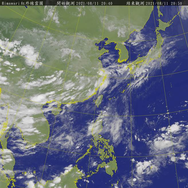 太平洋高压西伸，天气型态以午后雷阵雨为主，近地面环境风场为西南风到偏南风。(图/气象局)