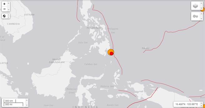 菲律賓民答那峨島規模7.2強震 美國發布海嘯警報(翻攝美國地質調查所U.S. Geological Survey，USGS)