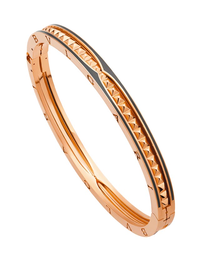 宝格丽B.zero1  Rock系列玫瑰金陶瓷手环，26万元。（宝格丽提供）