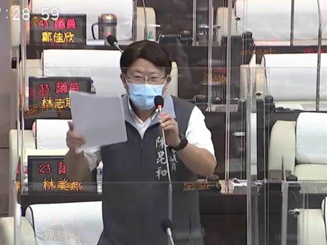 台南市议员陈昆和在议会召开光电案专案会议。（台南市议会提供／程炳璋台南传真）