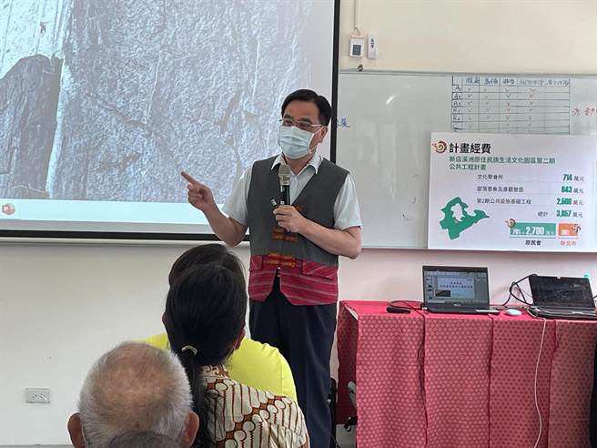 原住民族委員會主委夷將‧拔路兒Icyang‧Parod今（14日）上午訪視溪洲聚落家屋及公共設施工程進度。（葉書宏攝）