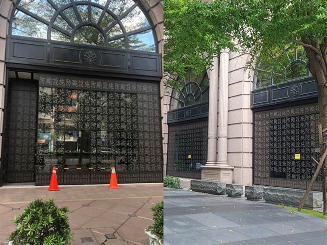 1名网友日前发现1栋大楼1楼外观的强化玻璃上写满密密麻麻的「防颱设施」，事后才得知其属于违章建筑，是建商强行占用开放空间。（翻摄自脸书）