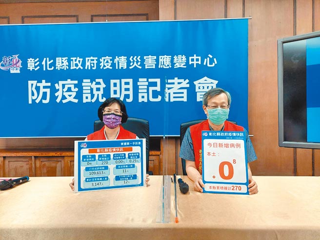 彰化县连续8天本土零确诊，彰化县长王惠美（左）对于国小学童中午用餐是否加装隔板，表示会请教育处、卫生局与各校再研究，也希望由中央统一规画、并补助採购经费。（谢琼云摄）